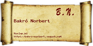 Bakró Norbert névjegykártya