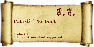 Bakró Norbert névjegykártya